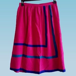 Fuchsia Silk Colorblock Skirt by Argenti - L